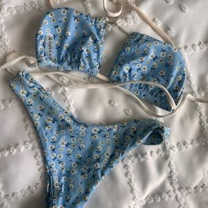 Zaful Blue Floral Bikini Set